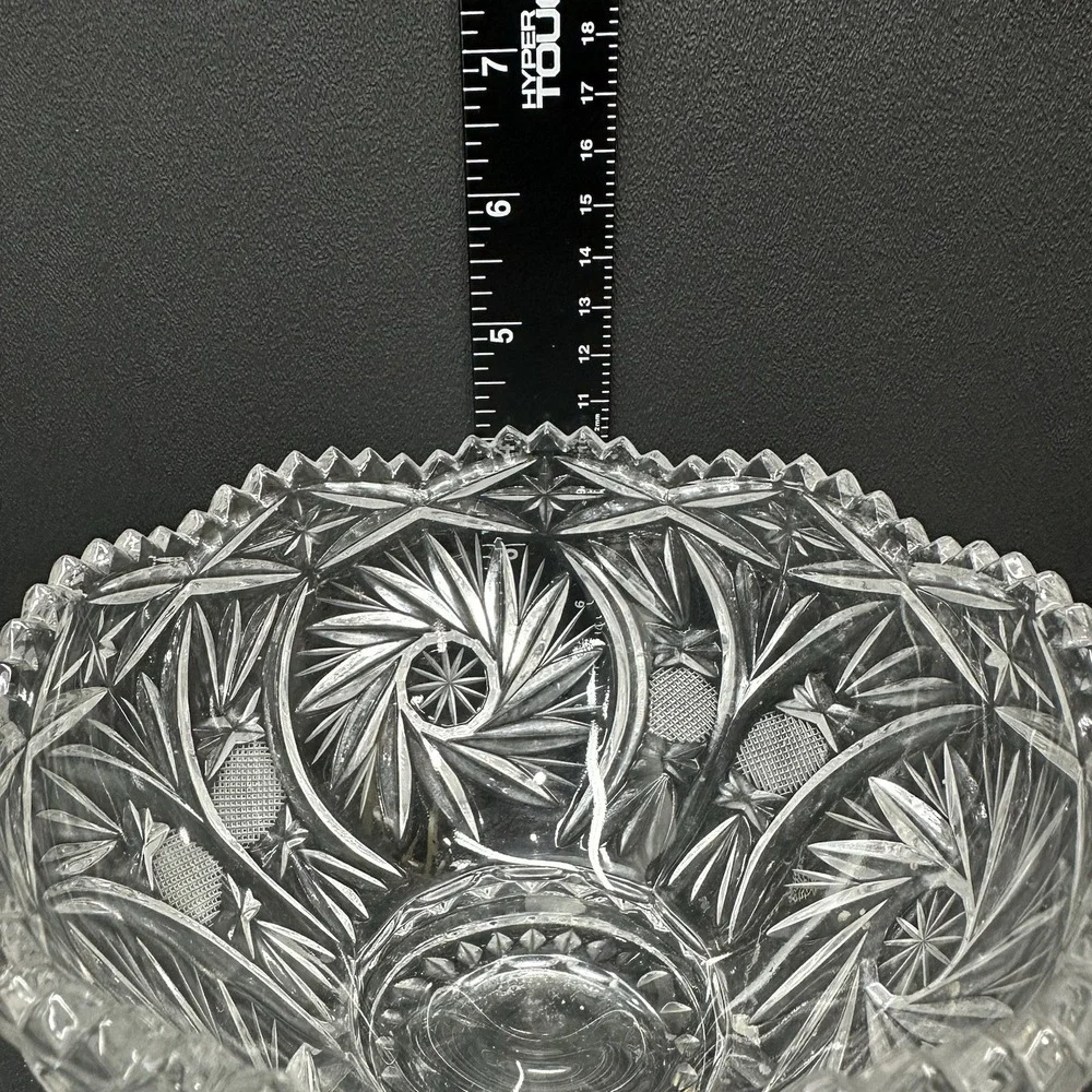 American Brilliant Period Pinwheel Cut Crystal Glass Bowl 6.25